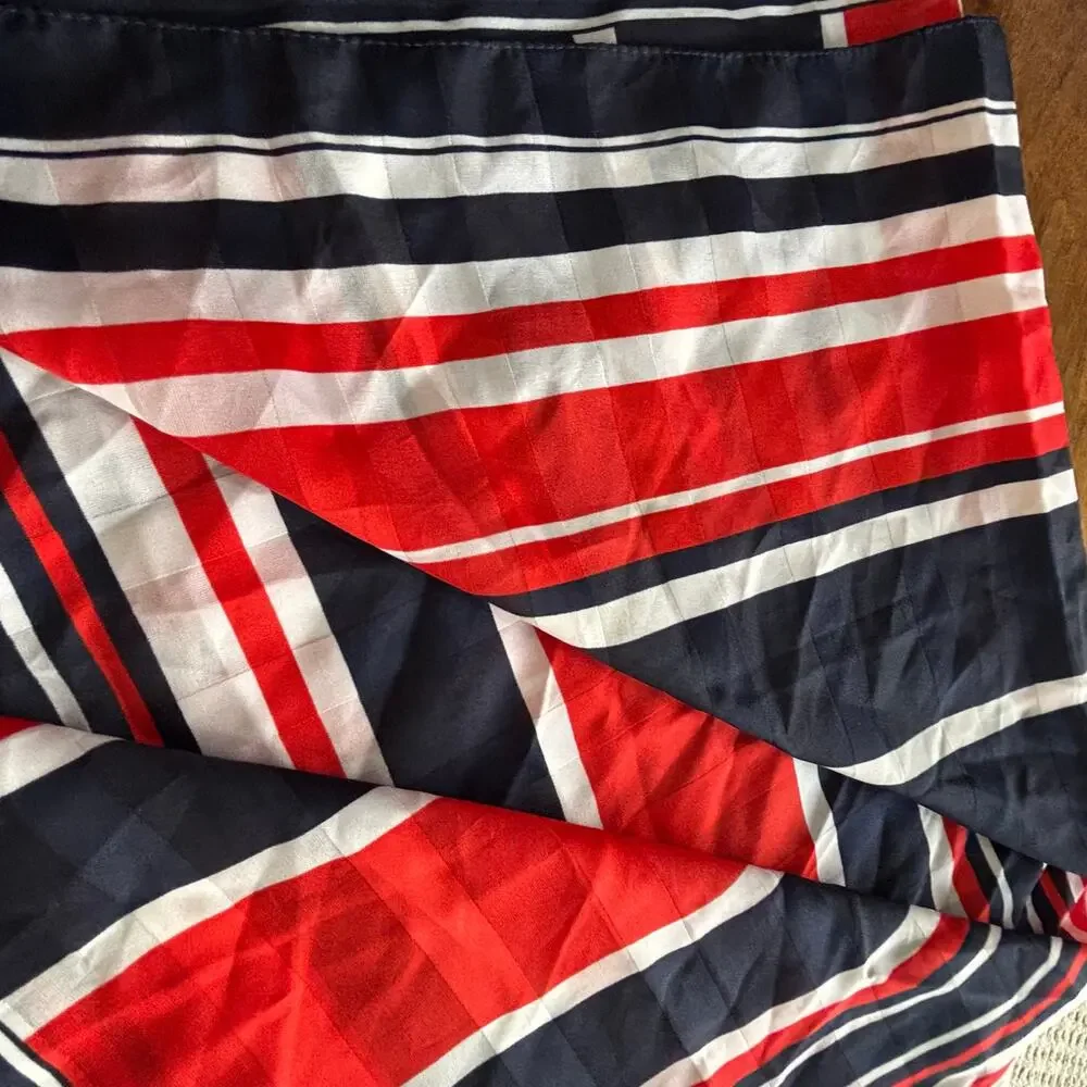 Vintage red white & blue scarf silky burnout stripe mod 30